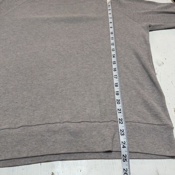 Aritzia TNA Thermal Size M Boatneck Long-sleeve Waffle Gray Knit Top Sweater - Picture 6 of 10